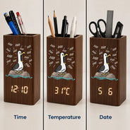 Teacher, Humorous, Back To School, Icon - Funny Screaming Seagull - Personalized Pen Holder With Clock