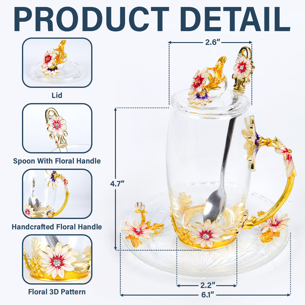 Mom And Children Butterflies - Personalized Glass Flower Tea Cup