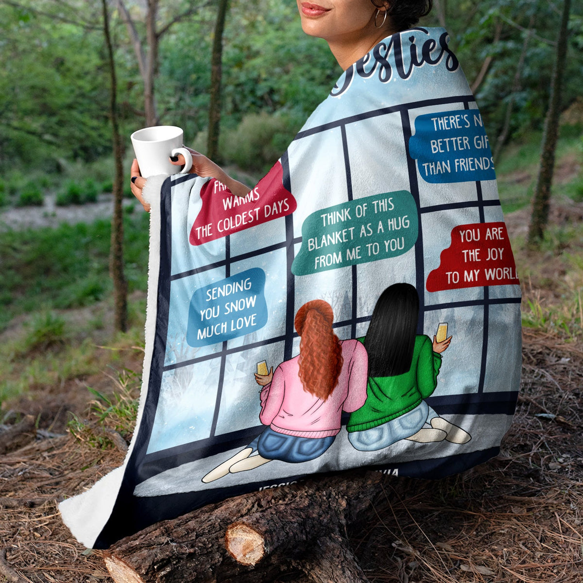 Friendship Warms The Coldest Days - Gift For Besties - Personalized Fleece Blanket
