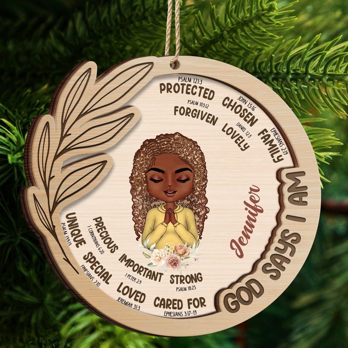 God Says That I Am - Christmas Gift For Women - Personalized 2-Layered Wooden Ornament