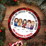 Christmas Bestie Our Friendship Is Endless - Gift For Bestie - Personalized Circle Ceramic Ornament