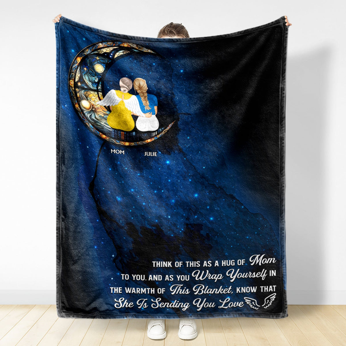 A Hug Of Mom - Memorial Gift For Daughter - Personalized Fleece Blanket
