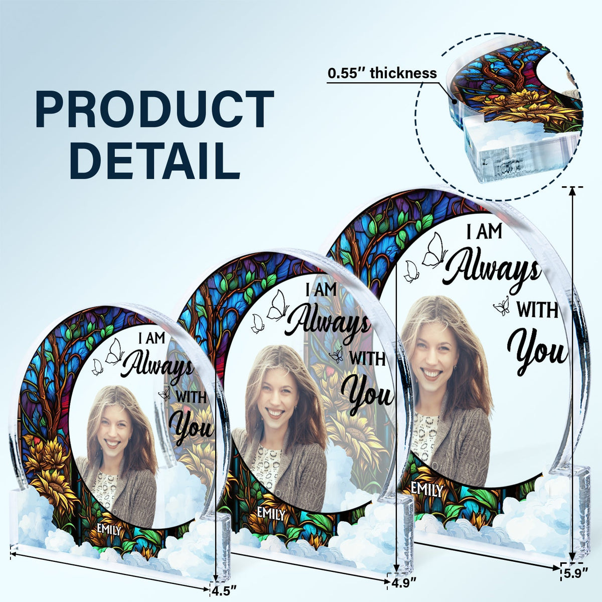 Custom Photo Always With You - Memorial Gift - Personalized Round Shaped Acrylic Plaque