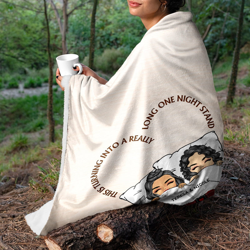 Couple Turning Into A Long One Night Stand - Gift For Couples - Personalized Fleece Blanket