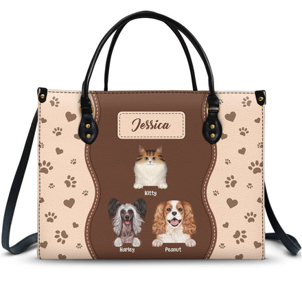 Fur Mom With Love - Gift For Pet Lovers, Pet Mom - Personalized Leather Bag