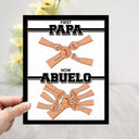 First Dad Now Grandpa Hand Punch - Gift For Father, Grandpa - Personalized 2-Layered Wooden Plaque With Stand