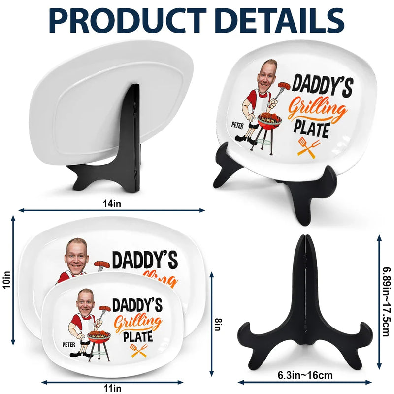 Father's Day Gifts, Custom Photo Daddy's Grilling Plate - Personalized Plate