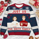 Just Us Family Flat Art - Personalized Unisex Ugly Sweater