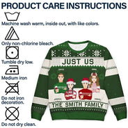 Just Us Family Flat Art - Personalized Unisex Ugly Sweater