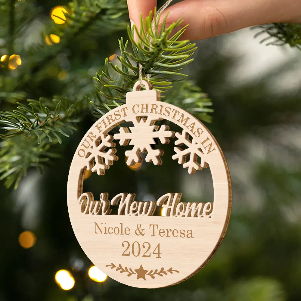Our First Christmas - Personalized Wooden Cutout Ornament