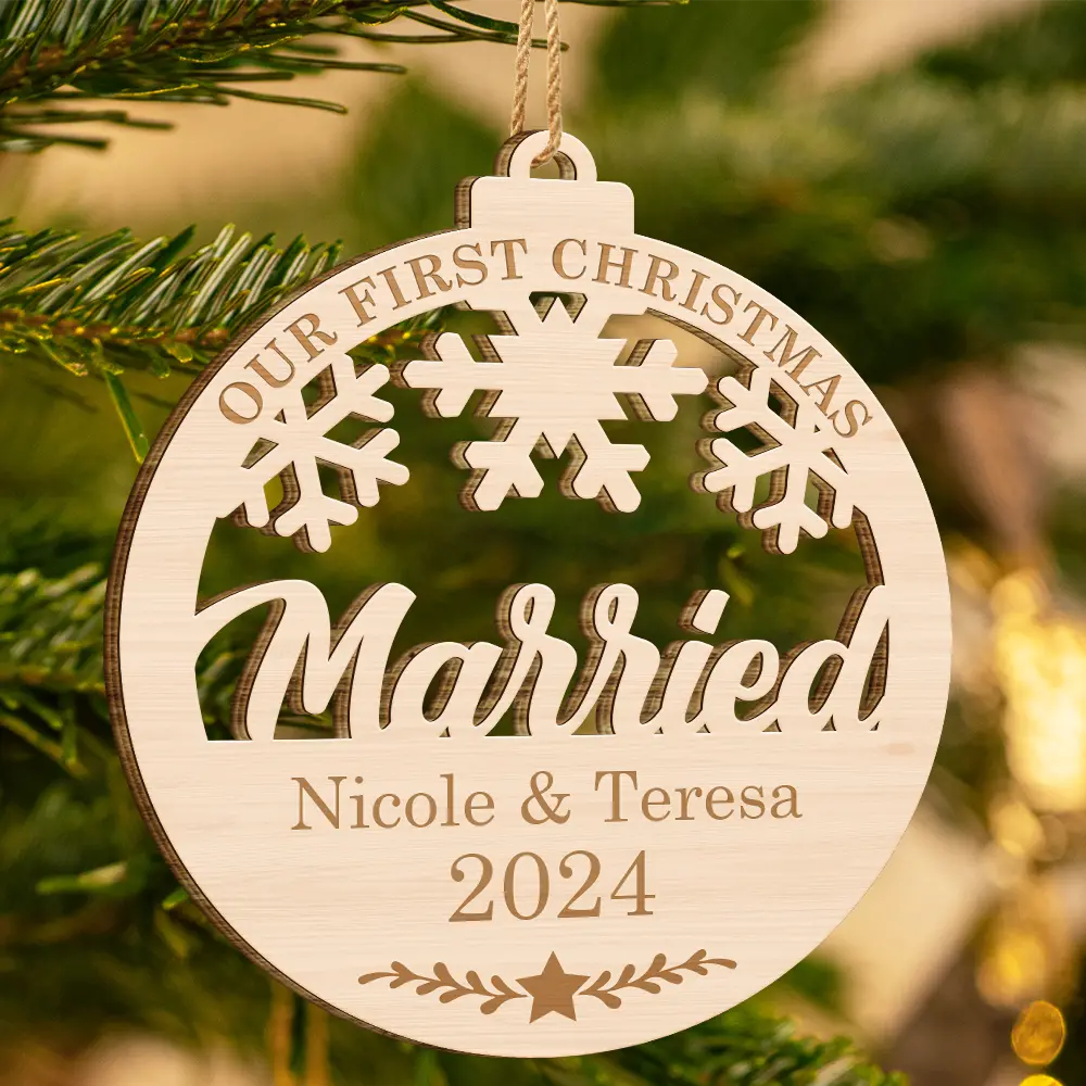 Our First Christmas - Personalized Wooden Cutout Ornament