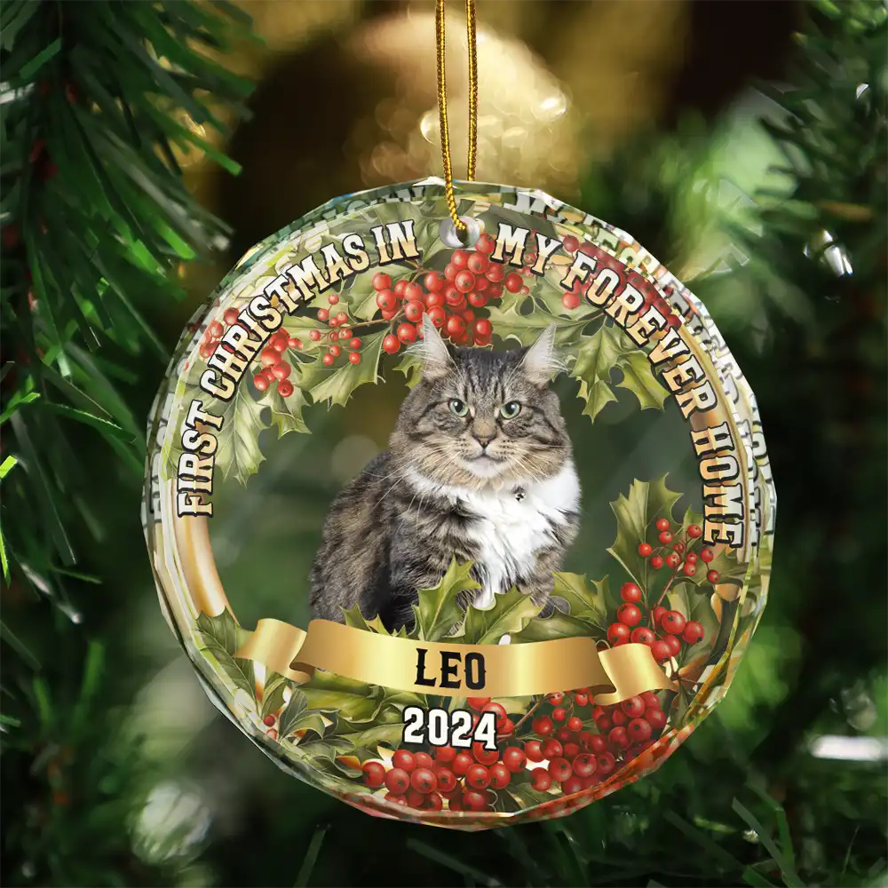 Custom Photo In My Forever Home - Personalized Circle Glass Ornament