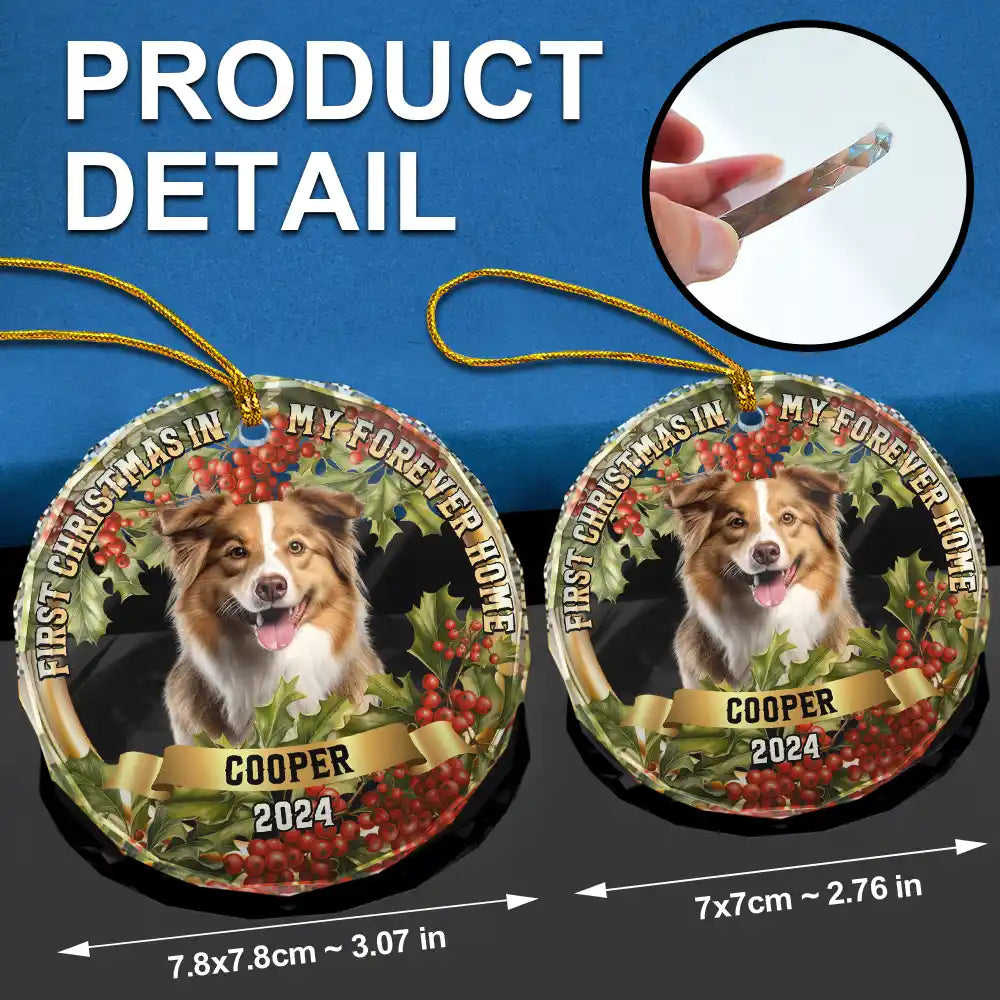 Custom Photo In My Forever Home - Personalized Circle Glass Ornament