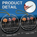 Christmas,Gift For Grandma,Gift For Grandparents,Happy - Grandma's Garden Love Grows Here - Personalized Circle Glass Ornament