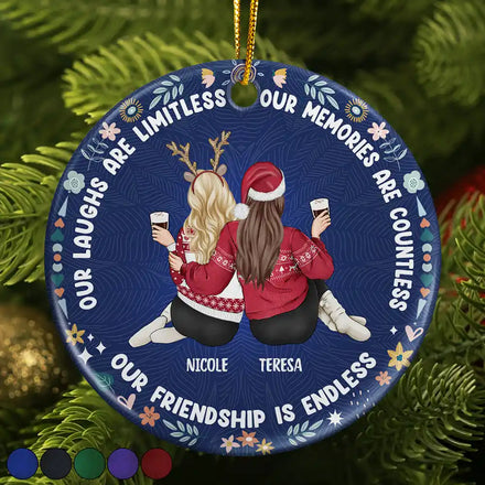 Our Laughs Are Limitless Our Memories Are Countless - Personalized Circle Ceramic Ornament