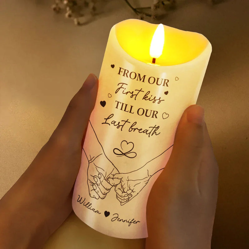 Gift For Couples - Couple I Met You I Liked You I Love You - Personalized Flameless LED Candle