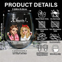 Old Bestie Here's To Being Friends - Personalized Stemless Wine Glass