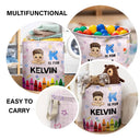 Gift For Grandkids,Gift For Kids,Happy - Alphabet Crayon Kid - Personalized Laundry Basket, Storage Basket