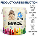 Gift For Grandkids,Gift For Kids,Happy - Alphabet Crayon Kid - Personalized Laundry Basket, Storage Basket