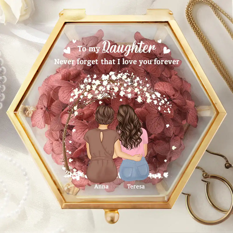 Gift For Daughter, Mom, Daughters - My Daughter Never Forget That I Love You Forever - Personalized Glass Jewelry Box

