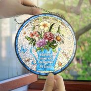 Gift For Mother ,Love - Helping Us Grow - Personalized Stained Glass Window Hanging Suncatcher