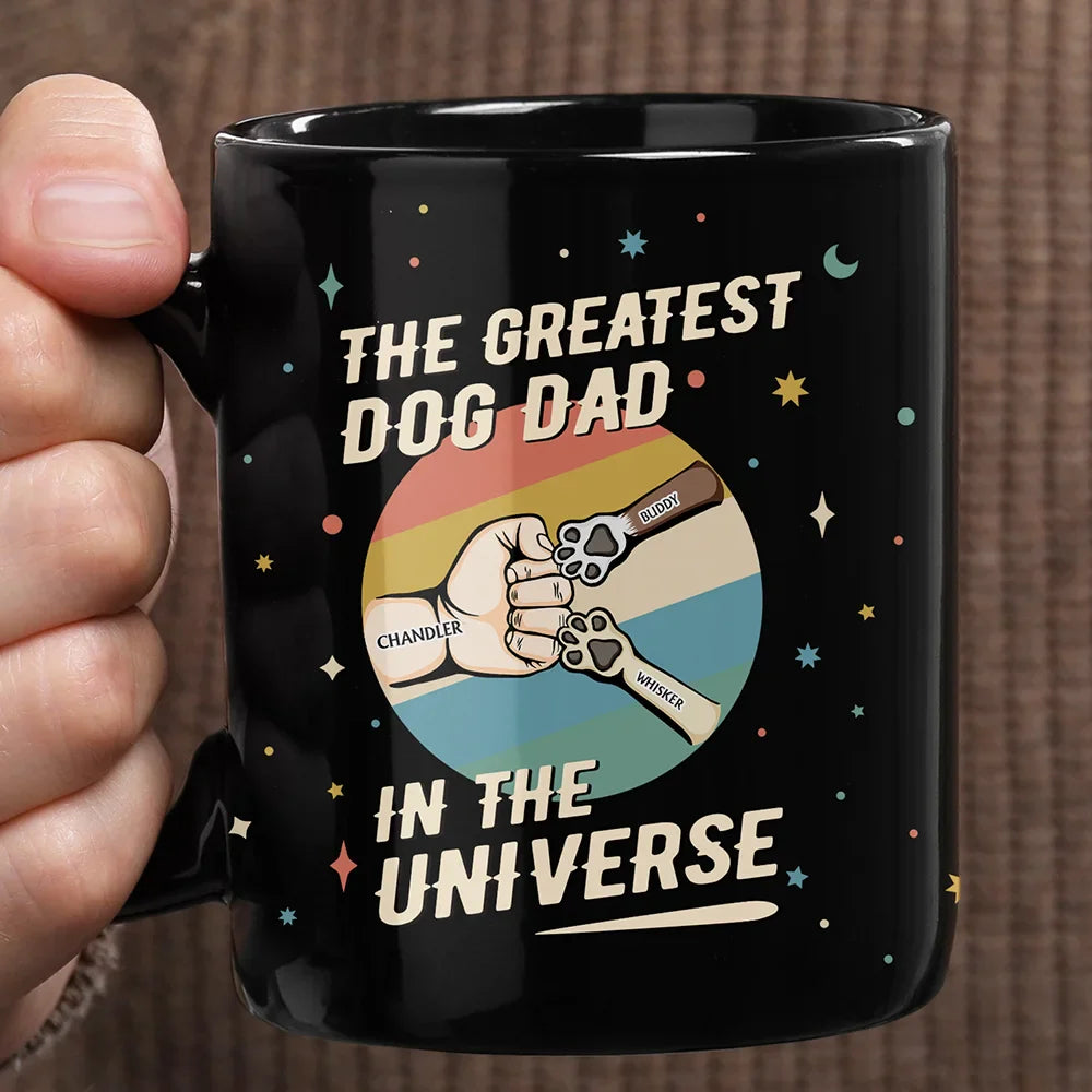 The Greatest Dog Dad In The Universe - Personalized Black Mug