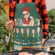 Gift For Grandma,Grandma - Grandkids,Grandma's Hobby,Happy - Custom Photo Grandma's Kitchen Where Grandkids Are Spoiled - Personalized Apron