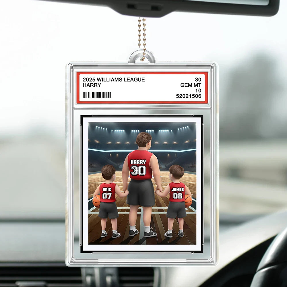 Basketball Dear Dad Thank You For Teaching Me Sport Card Slab - Personalized Acrylic Car Hanger