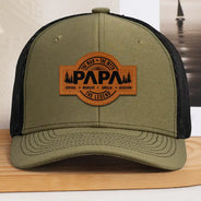 Gift For Father,Gift For Grandpa - Forest Cool Dad Papa Grandpa The Man The Myth The Legend - Personalized Leather Patch Hat