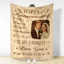 Wedding Anniversary,Gift For Couples,Gift For Husband,Gift For Wife,Happy - Custom Photo Wedding Anniversary Wedding Gift - Personalized Fleece Blanket, Sherpa Blanket