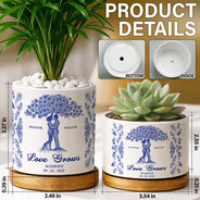 Wedding Anniversary,Gift For Couples,Gift For Husband,Gift For Wife,Happy - Couple Love Grows, Wedding Anniversary Gift - Personalized Ceramic Plant Pot