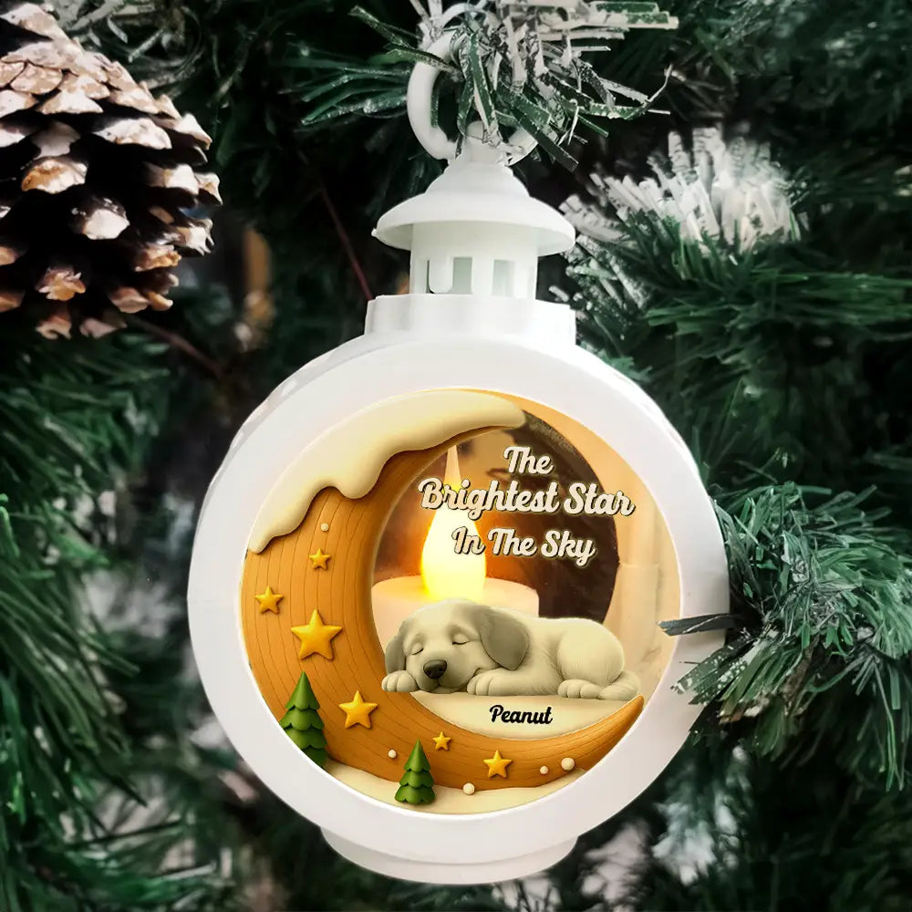 Christmas,Dog Lovers,Memorial,Sad - The Brightest Star In The Sky Dog Memorial - Personalized Candlelight Lantern Ornament