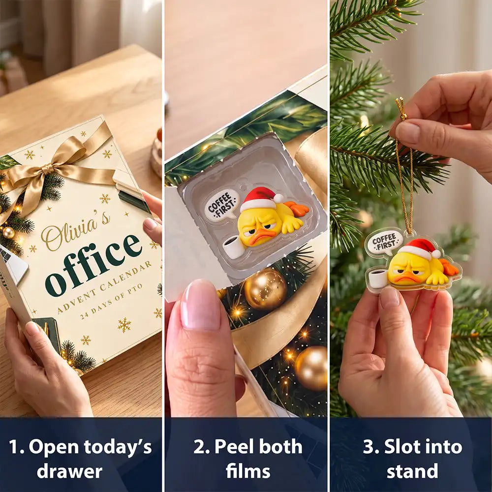 Christmas,Custom Text,Duck,Farm,Gift For Colleagues,Humorous,Pet Lovers - Custom Name Office Coworker Colleague - Personalized Christmas Countdown Advent Calendar