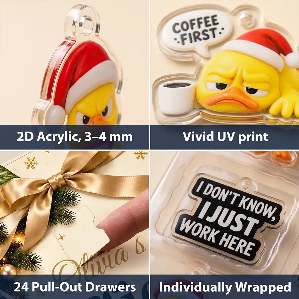 Christmas,Custom Text,Duck,Farm,Gift For Colleagues,Humorous,Pet Lovers - Custom Name Office Coworker Colleague - Personalized Christmas Countdown Advent Calendar