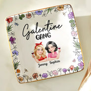 Gift For Bestie,Funny - Galentine Gang 3D Effect Turban Bestie - Personalized Ring Dish