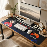 Gift For Father,Gaming,Dad - Children,Non-Eng,Vector,Humorous - Gamer Dad Only Much Cooler - Personalized Leather Desk Mat