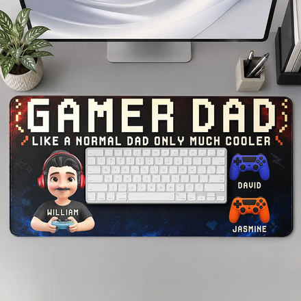 Gamer Dad Only Much Cooler - Personalized PU Leather Desk Mat
