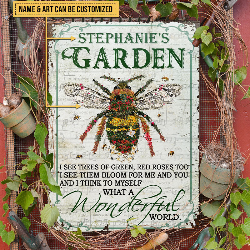 Garden Floral Art What A Wonderful World Custom Classic Metal Signs