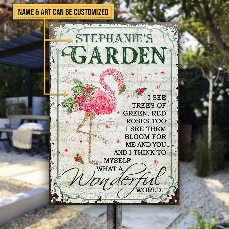 Garden Floral Art What A Wonderful World Custom Classic Metal Signs