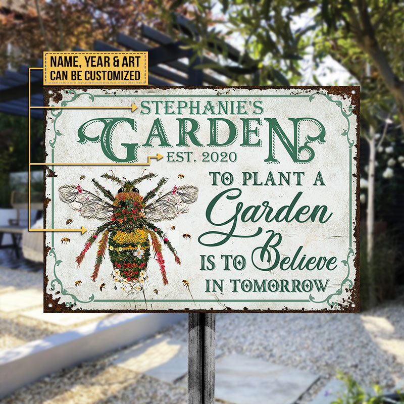 Garden Floral Art Believe In Tomorrow Custom Classic Metal Signs