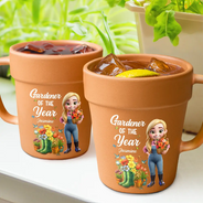 Gardening, Gift For Women, Happy, Gift For Yourself - Gardener Of The Year - Personalized Plant Pot Ceramic Mug