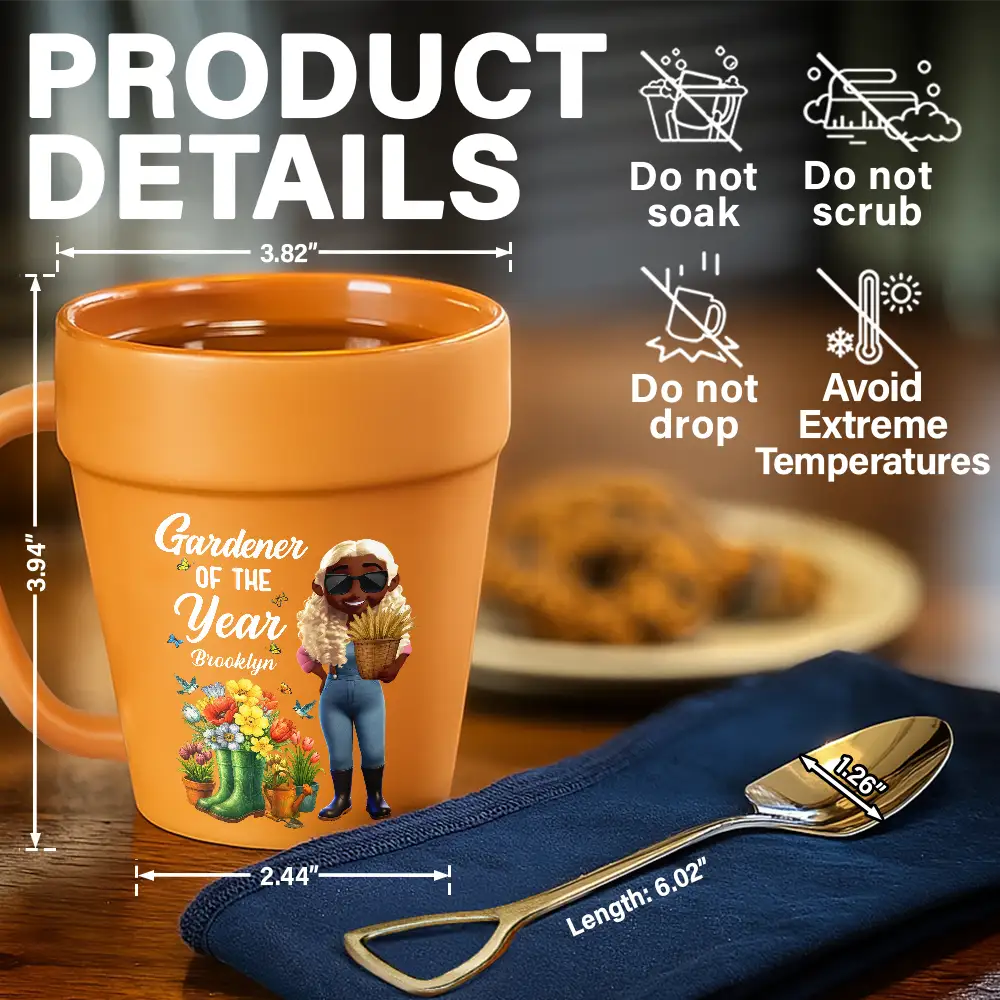 Gardening, Gift For Women, Happy, Gift For Yourself - Gardener Of The Year - Personalized Plant Pot Ceramic Mug