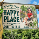 Gardening, Gift For Yourself, Gift For Women, Summer, Adorable, Vector - Gardening My Happy Place - Personalized Classic Metal Signs