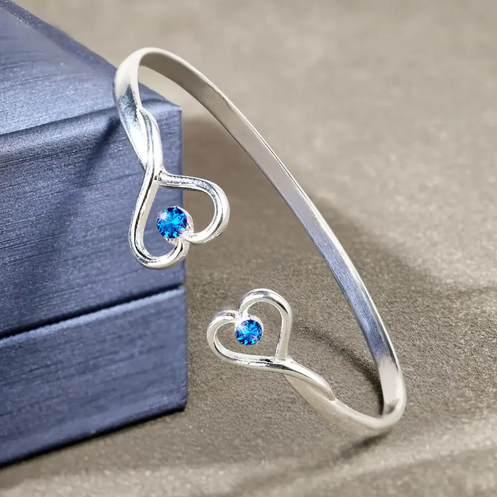 Icon,New Mom,New baby,Gift For Mother,Happy - Baby Newborn Information - Personalized Gem Heart Cuff Bracelet