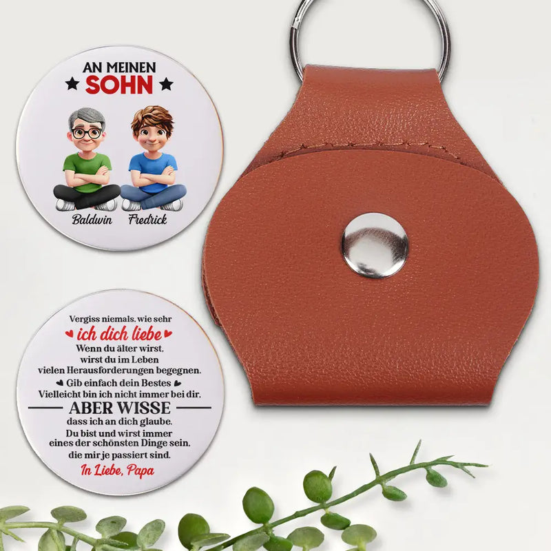 Gift For Daughter,Gift For Son,Gift For Grandkids,Dad - Daughters (Adult),Dad - Sons,Mom - Daughters (Adult),Mom - Sons,Dad - Daughters (Young),Mom - Daughters (Young),Love,German - Gib Einfach Dein Bestes - Personalisierter Pocket Hug Leder Schlüsselanhänger