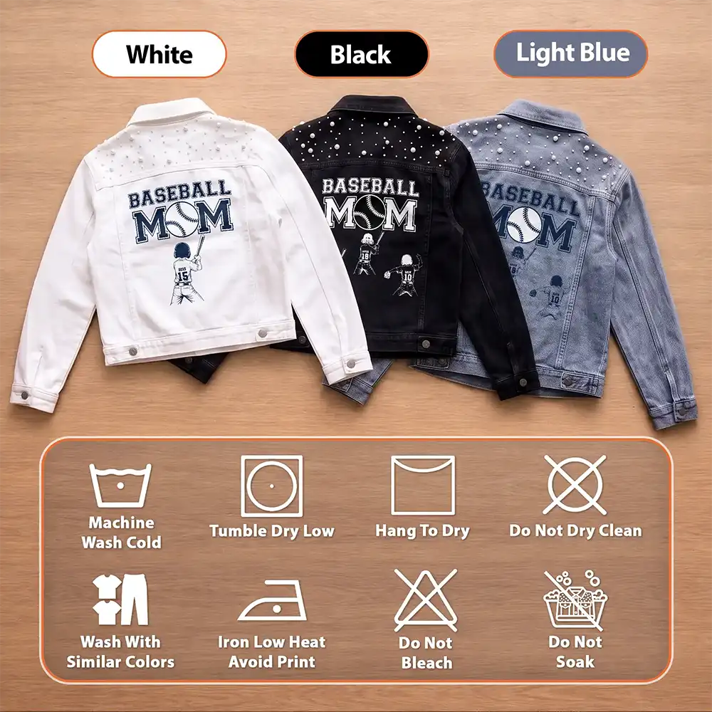 Baseball,Christmas,Confident,Gift For Mother,Gifts For Her,Sport Mom,Top Market,Vector - Gift For Baseball Mom - Personalized Baseball Mom With Kid Name And Number Denim Jacket