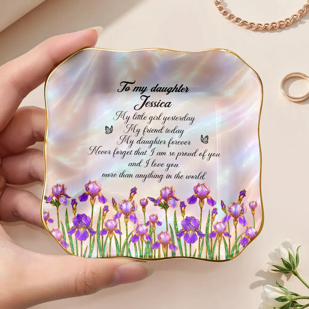 Sentimental,Gift For Children,Gift For Daughter,Icon - Gift For Daughter With Birth Flower My Daughter Forever - Personalized Ring Dish