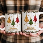 Christmas,Family,Gift For Sibling,Icon,Sentimental - Gift For Siblings - Personalized Brothers & Sisters Forever Linked Together 3D Inflated Effect Mug
