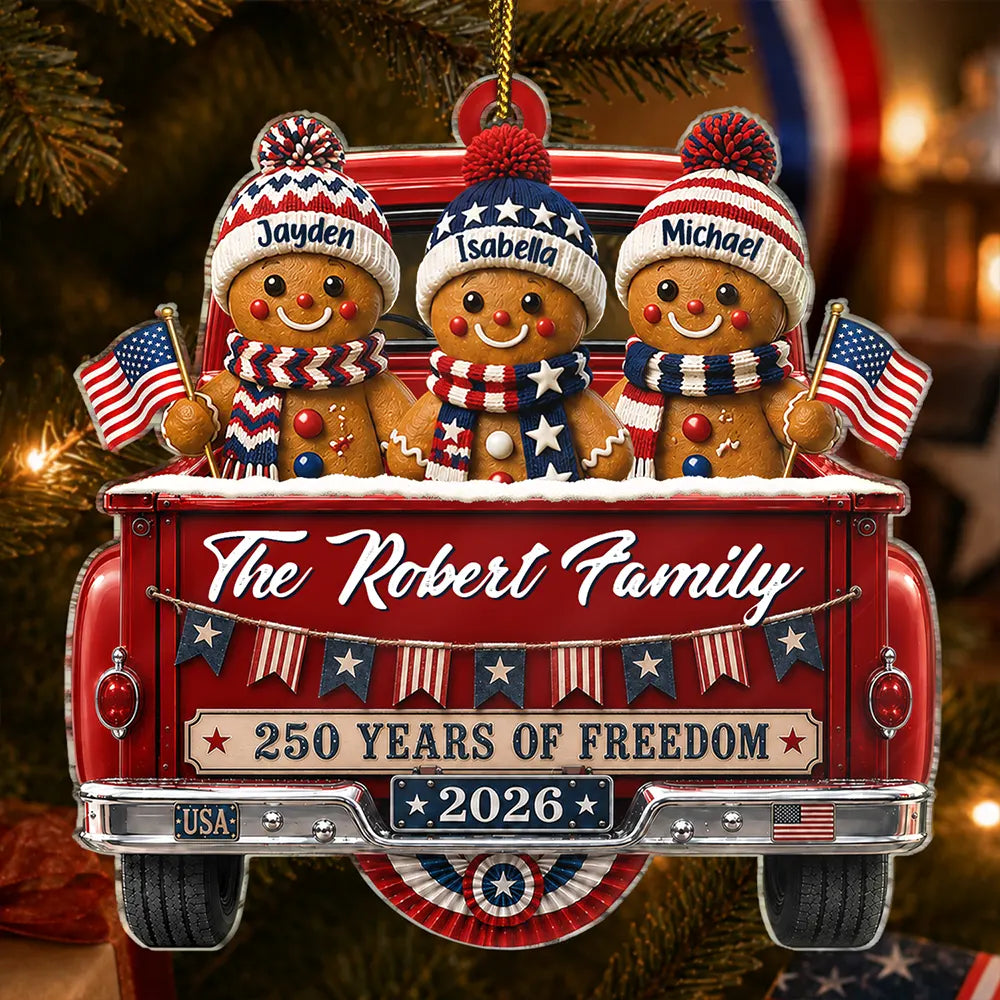Gingerbread 250 Years Of Freedom - Personalized Custom Shaped Acrylic Ornament