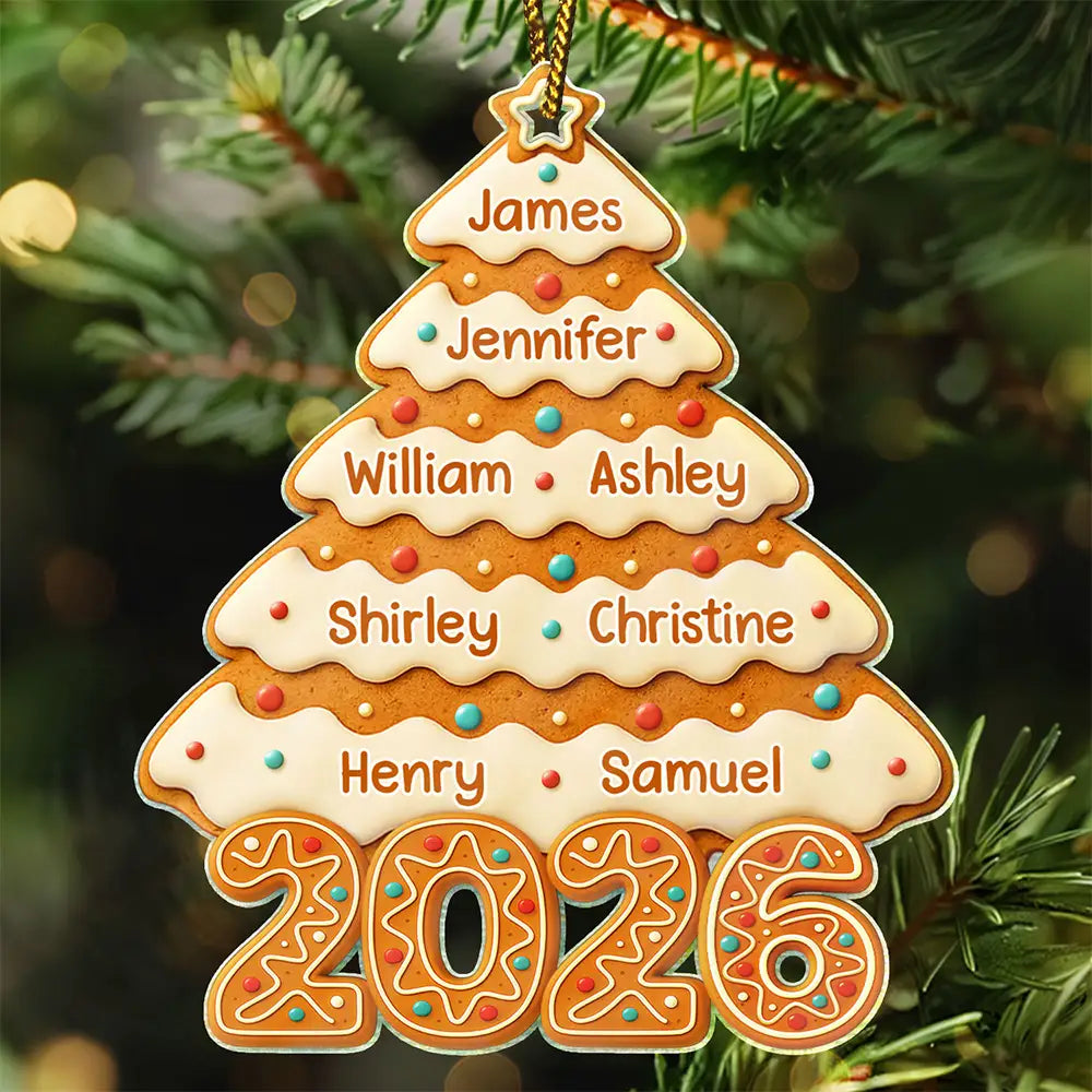 Gingerbread Christmas Happy Tree - Personalized Custom Shaped Acrylic Ornament